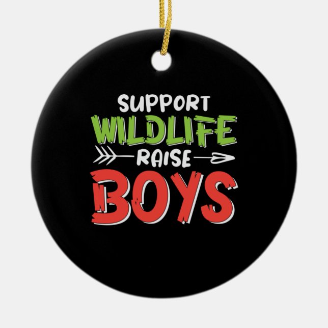 Ornamento De Cerâmica Madre Art Support Wildlife Raise Boys (Frente)