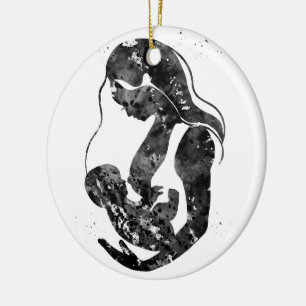 Ornamento De Cerâmica Mãe a amamentar