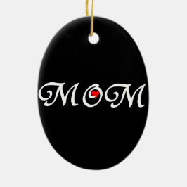 Ornamento De Cerâmica Mãe com coração vermelho