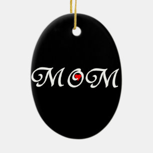 Ornamento De Cerâmica Mãe com coração vermelho