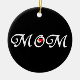 Ornamento De Cerâmica Mãe com coração vermelho