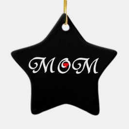 Ornamento De Cerâmica Mãe com coração vermelho