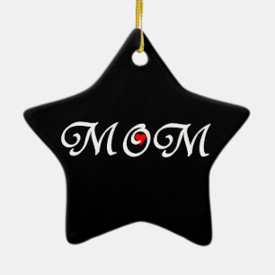 Ornamento De Cerâmica Mãe com coração vermelho