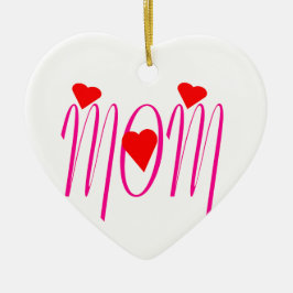 Ornamento De Cerâmica Mãe com Corações Vermelhos