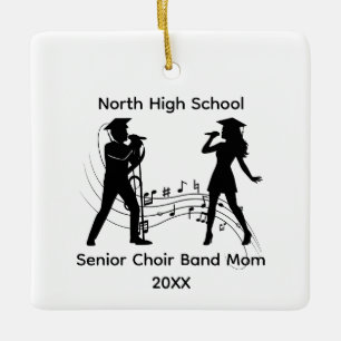 Ornamento De Cerâmica Mãe da Banda do Coro de Formandos Notas Musicais