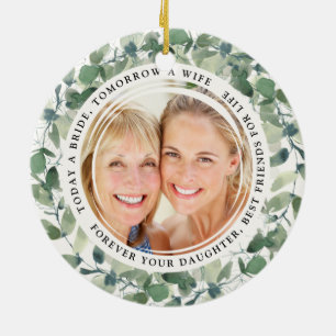 Ornamento De Cerâmica Mãe da Noiva Keepsasaem Foto do Poema