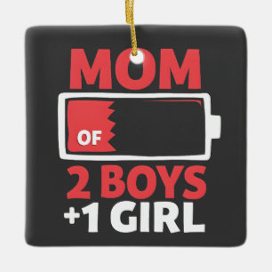 Ornamento De Cerâmica Mãe de 2 Meninos 1 Dia de as mães de Gravidez Meni