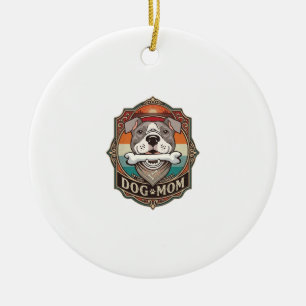 Ornamento De Cerâmica Mãe de Cachorro Osso Bandana Antigo Quadro_1