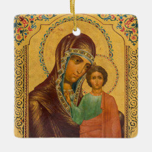 Ornamento De Cerâmica Mãe de Deus Ícone Ortodoxo Cristão Kazanskaya