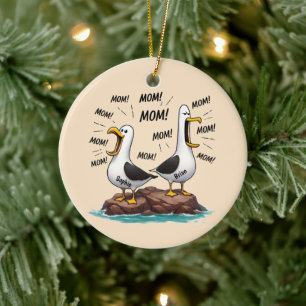 Ornamento De Cerâmica Mãe de Gaivota Engraçado Personalizado