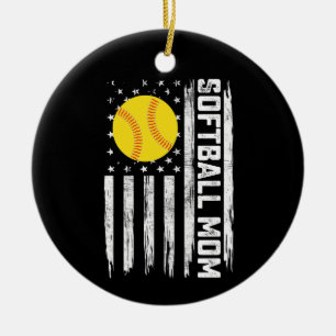 Ornamento De Cerâmica Mãe de Softbol Bandeira Americana dos EUA Vintage 