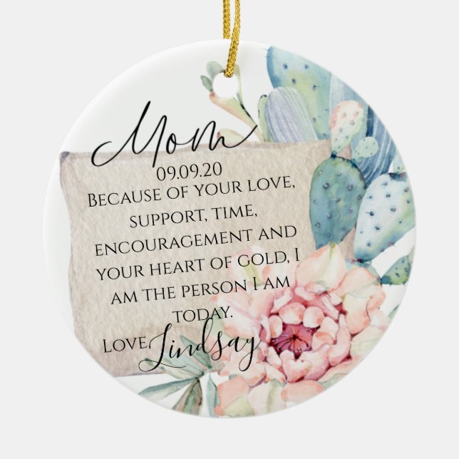 Ornamento De Cerâmica Mãe Do Presente Da Noiva (Frente)