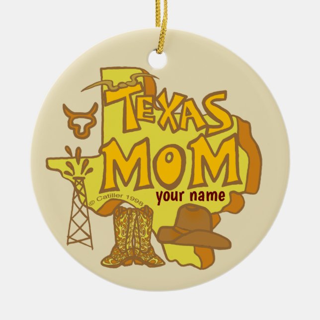Ornamento De Cerâmica Mãe do Texas (Frente)