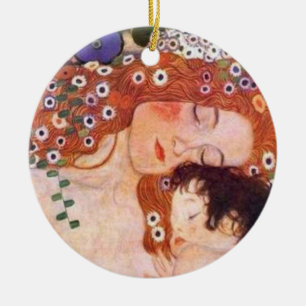 Ornamento De Cerâmica Mãe e Criança por Klimt
