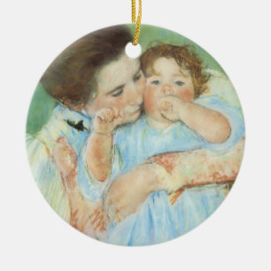 Ornamento De Cerâmica Mãe e Criança por Mary Cassatt, Vintage Fine Art