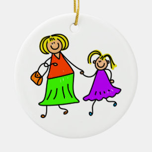 Ornamento De Cerâmica Mãe e filha
