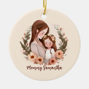 Ornamento De Cerâmica Mãe e Filha com Rosa Wreath 2
