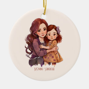 Ornamento De Cerâmica Mãe e Filha Minúsculos Personalizados