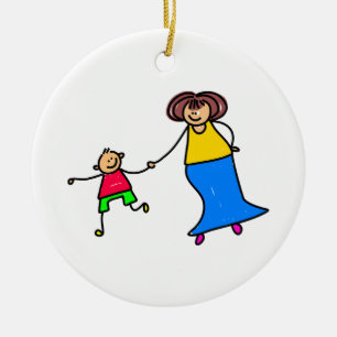 Ornamento De Cerâmica Mãe e filho