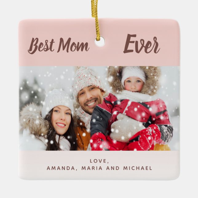 Ornamento De Cerâmica Mãe esfrega rosa dourada melhor de sempre (Frente)