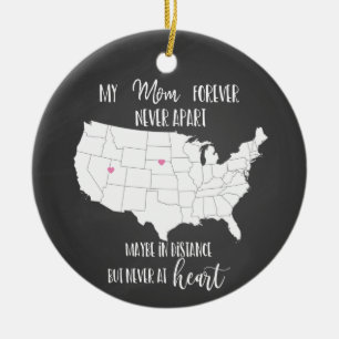 Ornamento De Cerâmica mãe para sempre nunca separe o mapa de presentes