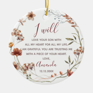 Ornamento De Cerâmica Mãe personalizada das flores selvagens do Groom Bo
