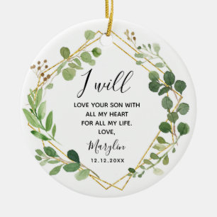 Ornamento De Cerâmica Mãe Personalizada do Presente Verde