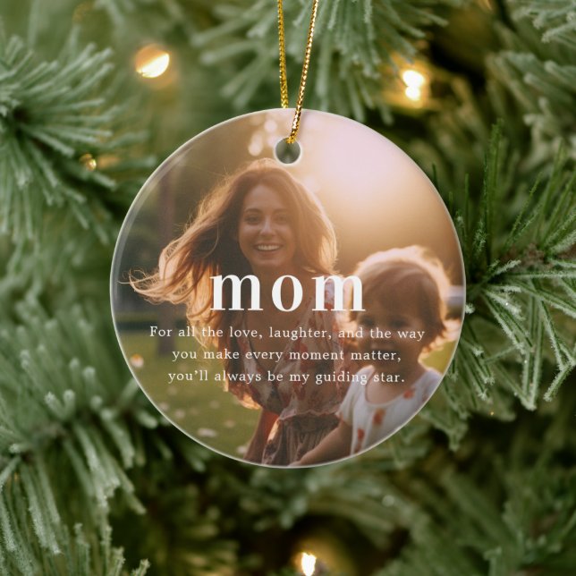 Ornamento De Cerâmica Mãe | Presente de Natal com Foto Sentimental (Árvore)