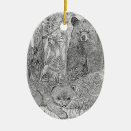 Ornamento De Cerâmica Mãe Urso Vigiando Cubo