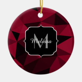 Ornamento De Cerâmica Magenta rosa vermelho padrão de geometria preto Mo