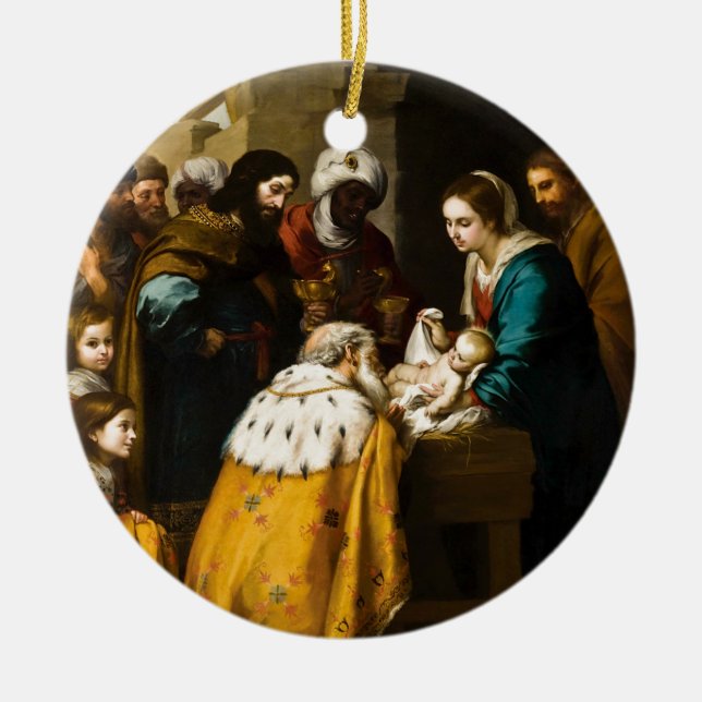 Ornamento De Cerâmica Magi Presente Jesus Presente Oferta (Frente)