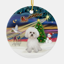 Ornamento De Cerâmica Magia de Natal - Bichon Frise 2