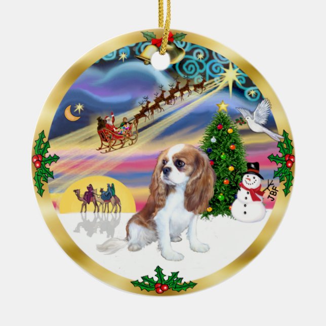 Ornamento De Cerâmica Magia de Natal - Blenheim Cavalier (Frente)