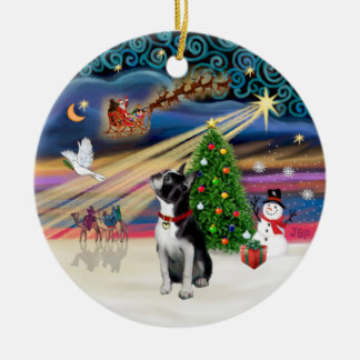 Ornamento De Cerâmica Magia de Natal - Boston Terrier (olhando para cima