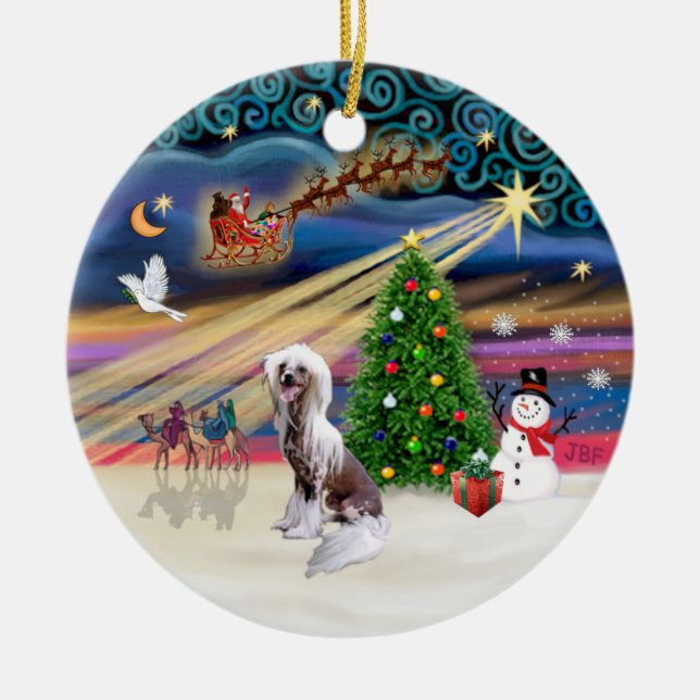 Ornamento De Cerâmica Magia de Natal - Crista Chinesa (Frente)