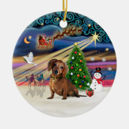 Ornamento De Cerâmica Magia de Natal - Dachshund (marrom 2)