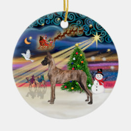 Ornamento De Cerâmica Magia de Natal - Dogue Alemão (listrado)