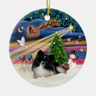 Ornamento De Cerâmica Magia de Natal - Pomerânia (preto e branco)