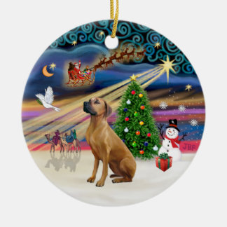 Ornamento De Cerâmica Magia de Natal - Ridgeback da Rodésia