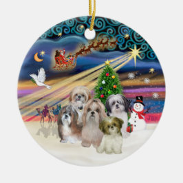 Ornamento De Cerâmica Magia de Natal - Shih Tzus (CINCO)