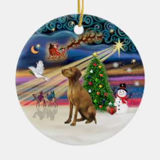 Ornamento De Cerâmica Magia de Natal - Vizsla #2