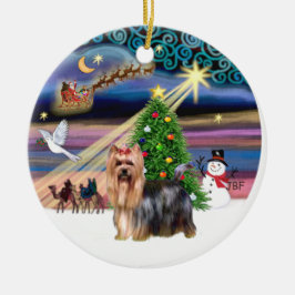 Ornamento De Cerâmica Magia de Natal - Yorkie 9