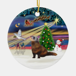 Ornamento De Cerâmica Magia do Natal - Ferret 1