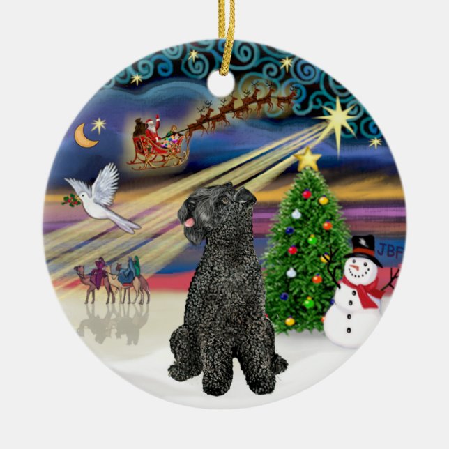 Ornamento De Cerâmica Magia do Natal - Kerry Blue Terrier (Frente)