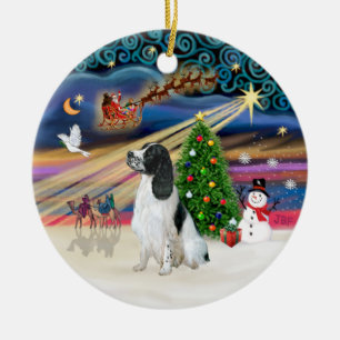 Ornamento De Cerâmica Magia do Xmas - Springer 7 (BW) Inglês