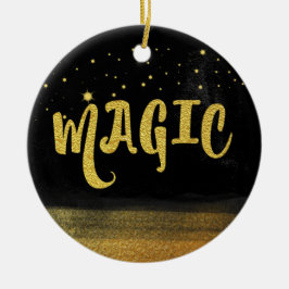 Ornamento De Cerâmica *~* MAGIC Dourado e Black Chic Boas Vibes Mágicas