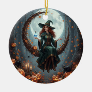 Ornamento De Cerâmica Magic Sorcery Halloween Family