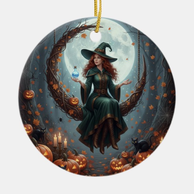 Ornamento De Cerâmica Magic Sorcery Halloween Family (Frente)