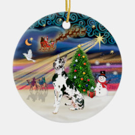 Ornamento De Cerâmica Mágica de Natal - Harlequin Great Dane