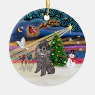 Ornamento De Cerâmica Mágica de Natal - Mina de Prata. Poodle
